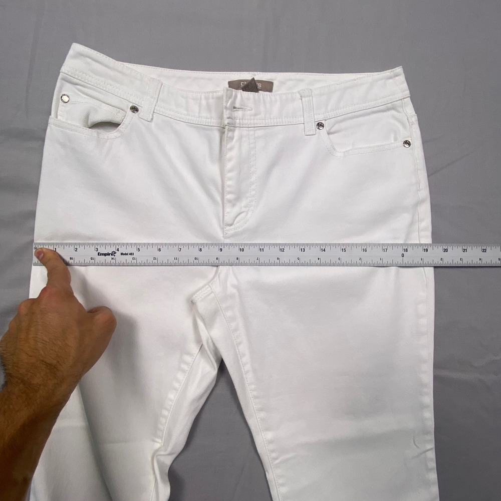 Chicos So Slimming Girlfriend Ankle Jeans Women 1 Short White Stretch Denim - Picture 13 of 16